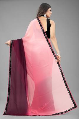 Pink Printed Georgette Saree With Blouse 3