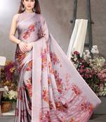 Light Plum Printed Chiffon Saree With Blouse
