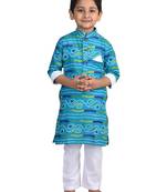 Kinder Kids Blue Lehriya Printed Kurta with Pajama