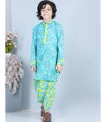 Blue patola printed Kurta with stripped dhoti