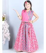 Pink patola printed lehenga set with embroidered top
