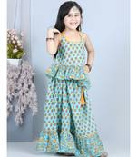 Ferozi printed lehenga set with printed halter top