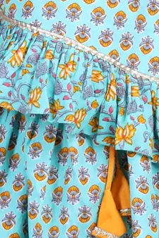 Ferozi printed lehenga set with printed halter top