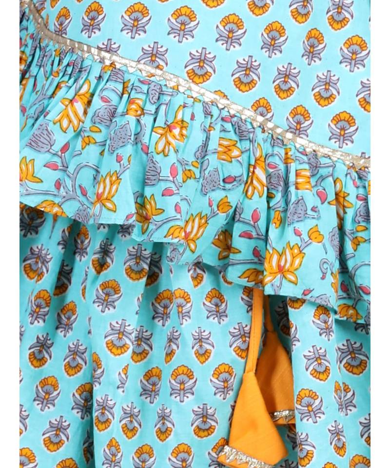 Ferozi printed lehenga set with printed halter top