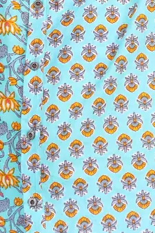 Printed Kurta with white cotton pajama