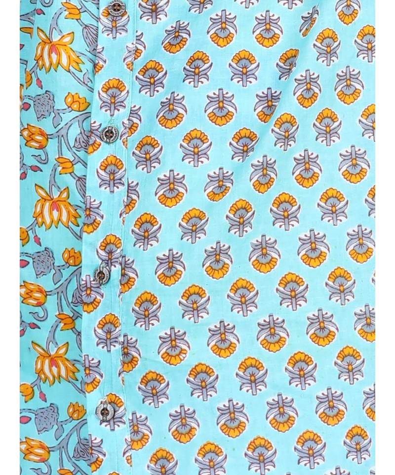 Printed Kurta with white cotton pajama