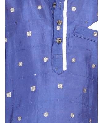 Purple gold jacquard printed kurta with show pocket paired with white cotton pajama 2