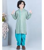 Blue Printed Kurta with blue dhoti