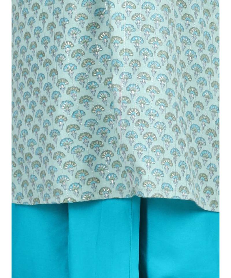 Blue Printed Kurta with blue dhoti