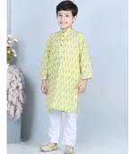 Yellow Flamingo Printed Kurta with Cotton pajama