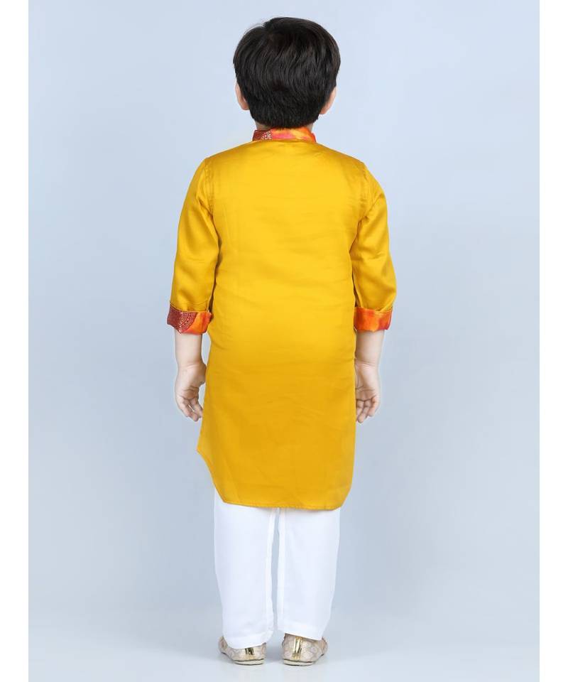 Kinder Kids Boys Yellow Pastels Kurta with pajama