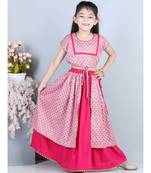 Pink printed layered lehenga and top