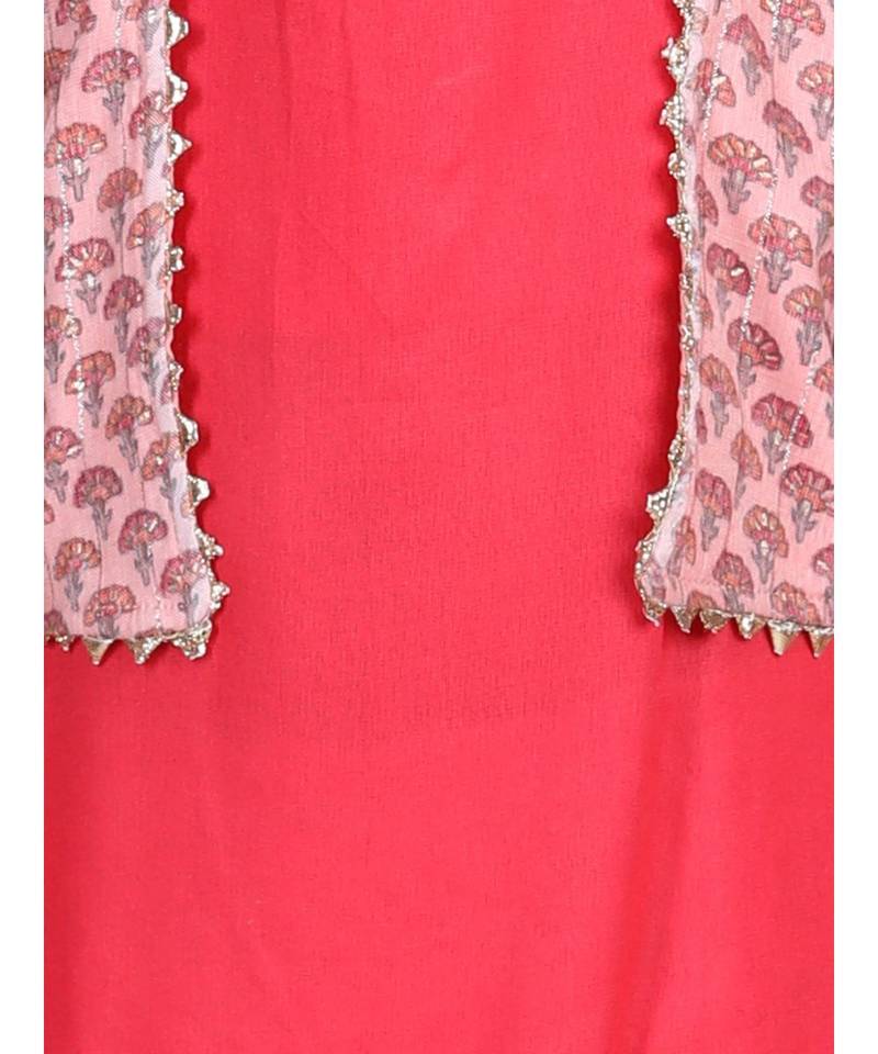 Pink long dress with a printed jacket