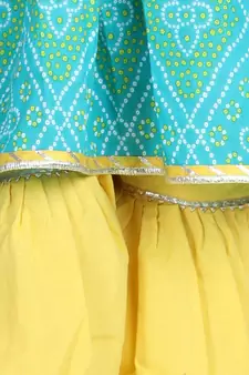 Green Lehriya Printed Kurti with Yellow Sharara