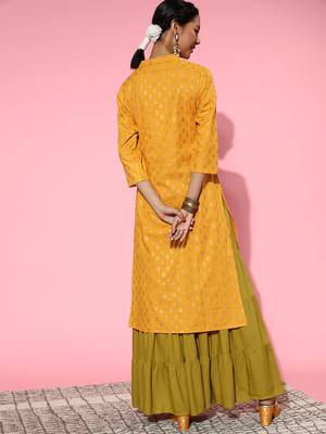 Mustard woven cotton cotton-kurtis 2