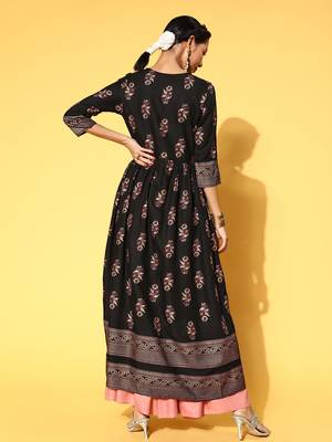 Black Woven Rayon Ethnic-Kurtis 2