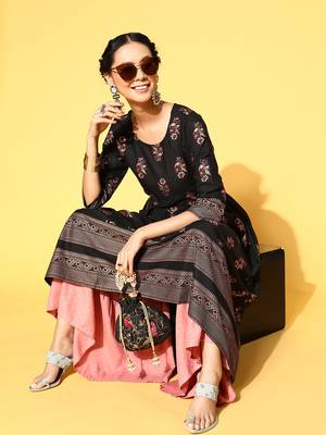 Black Woven Rayon Ethnic-Kurtis 3