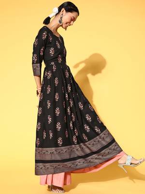 Black Woven Rayon Ethnic-Kurtis 4