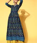 Navy-Blue Printed Rayon Party-Wear-Kurtis