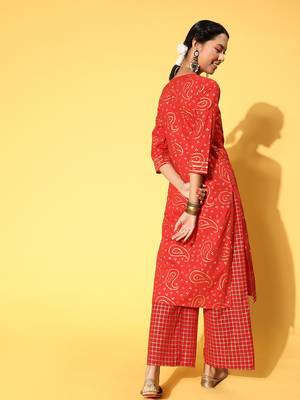 Dark-Orange Woven Cotton P y-Wear-Kurtis 2