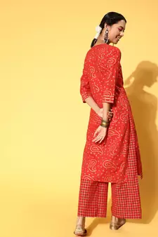 Dark-Orange Woven Cotton Party-Wear-Kurtis