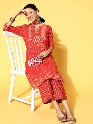 Dark-Orange Woven Cotton P y-Wear-Kurtis 3