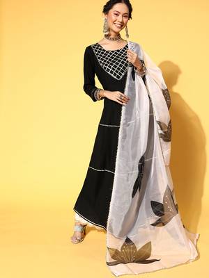 Black Plain Rayon P y-Wear-Kurtis 1