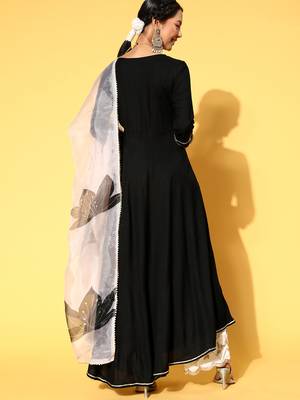 Black Plain Rayon P y-Wear-Kurtis 2
