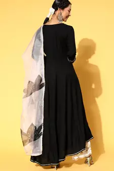 Black Plain Rayon Party-Wear-Kurtis