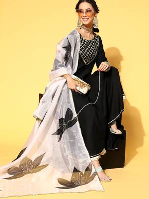 Black Plain Rayon P y-Wear-Kurtis 3