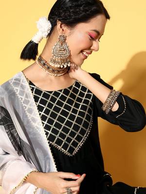 Black Plain Rayon P y-Wear-Kurtis 5