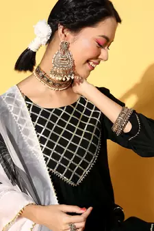 Black Plain Rayon Party-Wear-Kurtis
