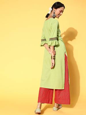 Olive printed rayon party-wear-kurtis 2