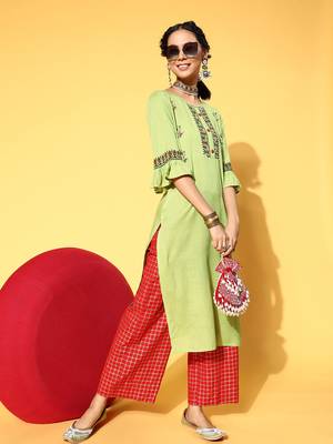 Olive printed rayon party-wear-kurtis 3