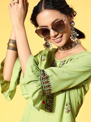 Olive printed rayon party-wear-kurtis 5