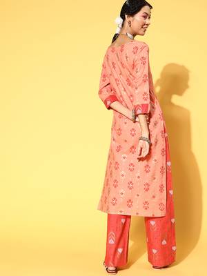 Peach Printed Cotton P y-Wear-Kurtis 2
