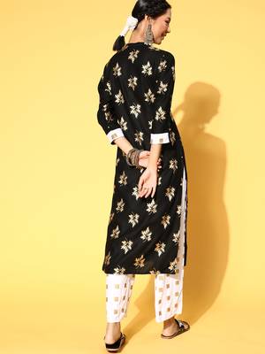 Black Woven Rayon Ethnic-Kurtis 2