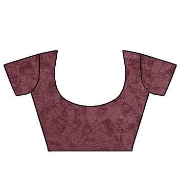 Dark Wine Printed Cotton Saree With Blouse 4