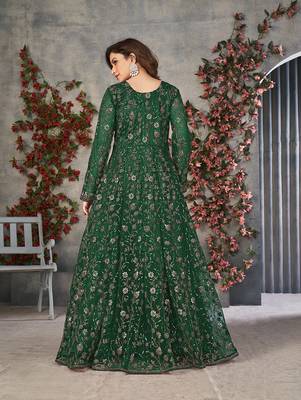 Green embroidered net salwar kameez 3