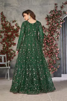 Green embroidered net salwar kameez
