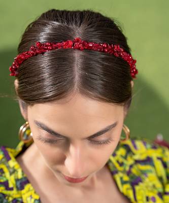 Red 3d Embroidery Headband 3