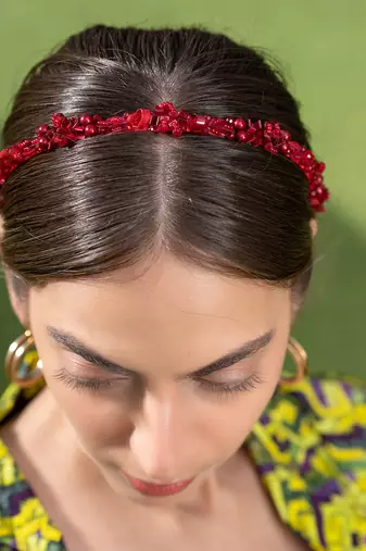 Red 3d Embroidery Headband
