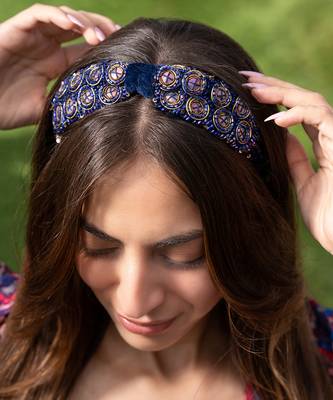 Blue Headband With Gold Detailing 1