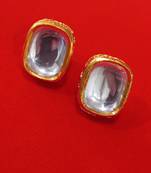 Polki Kundan Back Meenakari Rectangle Studs Earrings Set