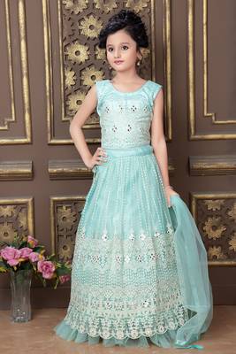 SKY Real Mirror Hand Work Net Lehenga Choli with Stunning Tessel 6