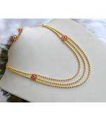 Gold tone multi layer ruby necklace set dj-01295