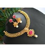 Antique transparent pink stone necklace set dj-01308