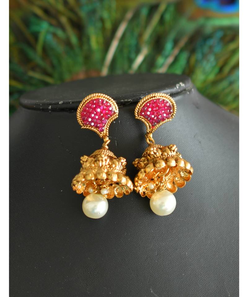 Antique transparent pink stone necklace set dj-01308