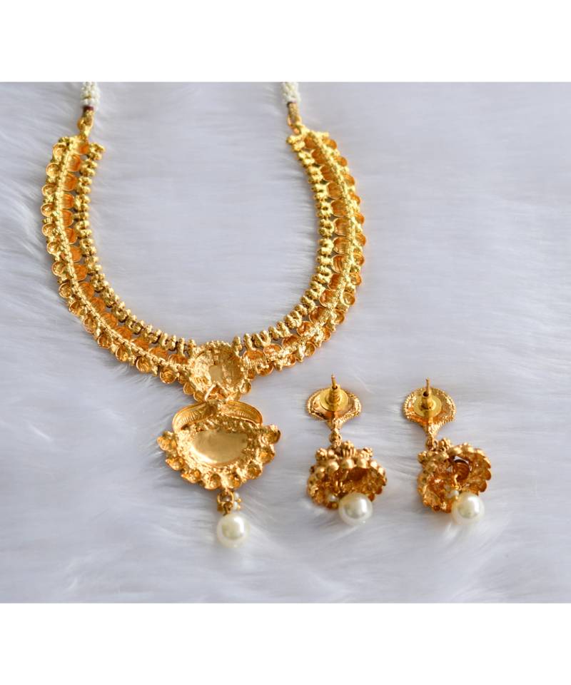 Antique transparent pink stone necklace set dj-01308