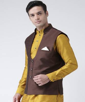 DEYANN Brown Color Solid Ethanic Nehru Jacket 2
